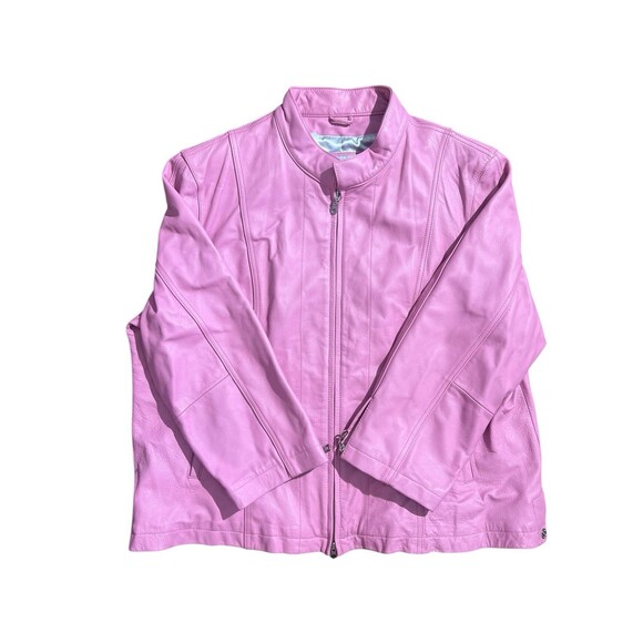 Vtg Y2K Wilsons Leather Maxima Pink Leather Jacket Womens Sz 3X - Picture 2 of 16